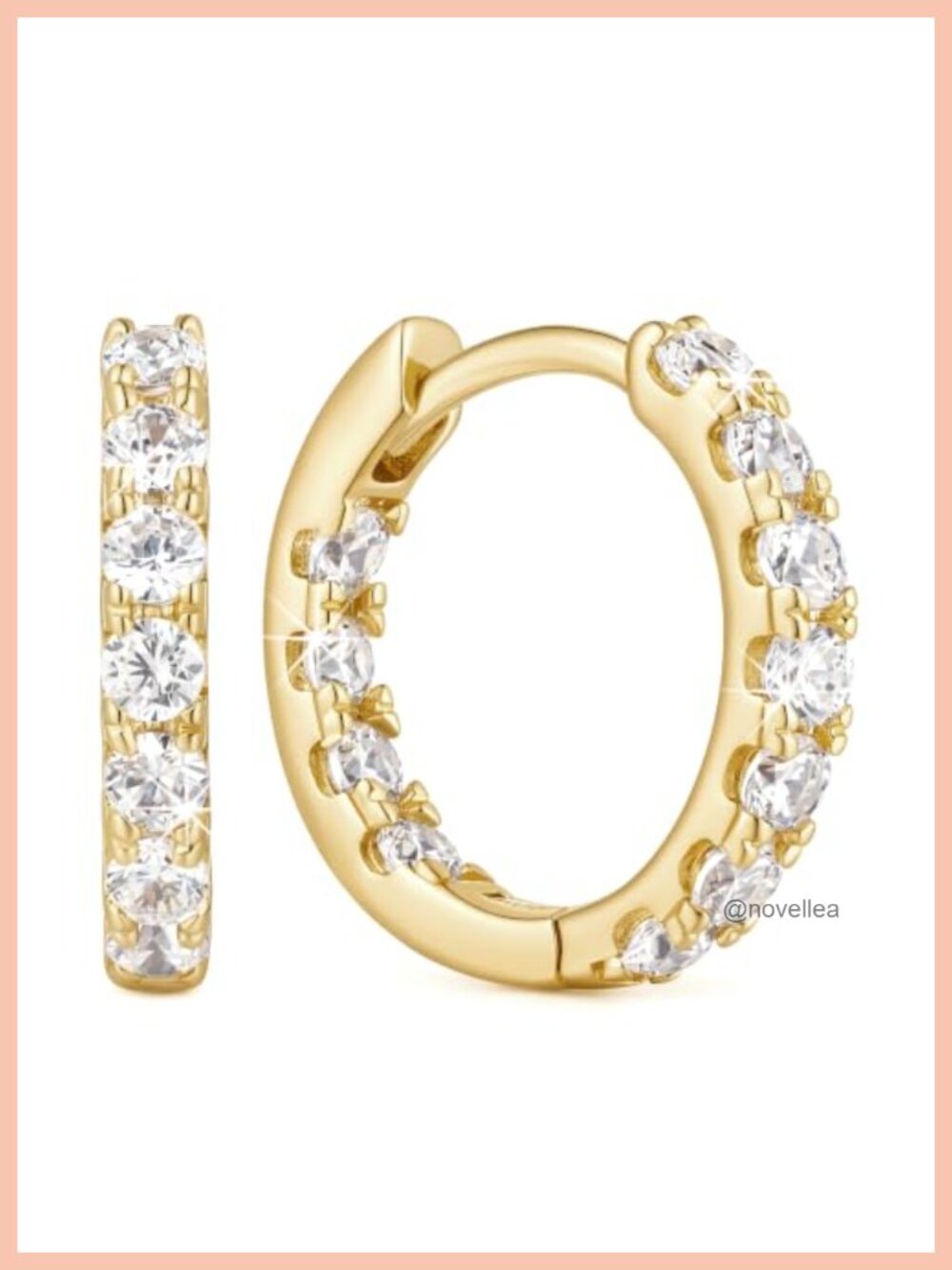 14k Gold Plated Cubic Zirconia Hoop Earrings for Women Huggie Snap Back
